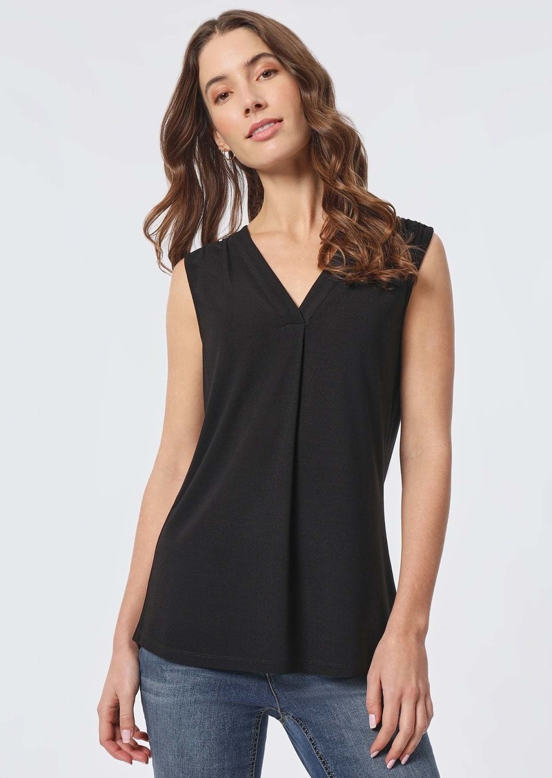 Jones New York Sleeveless V-Neck Pleat Front Blouse