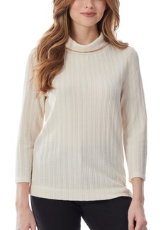 Jones New York Women's Chain Cable Knit 3/4 Sleeve Top