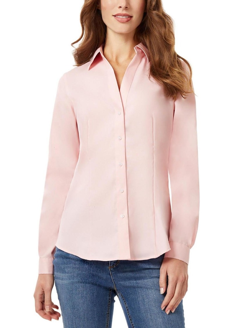 Jones New York Womens Collar Long Sleeve Button-Down Top