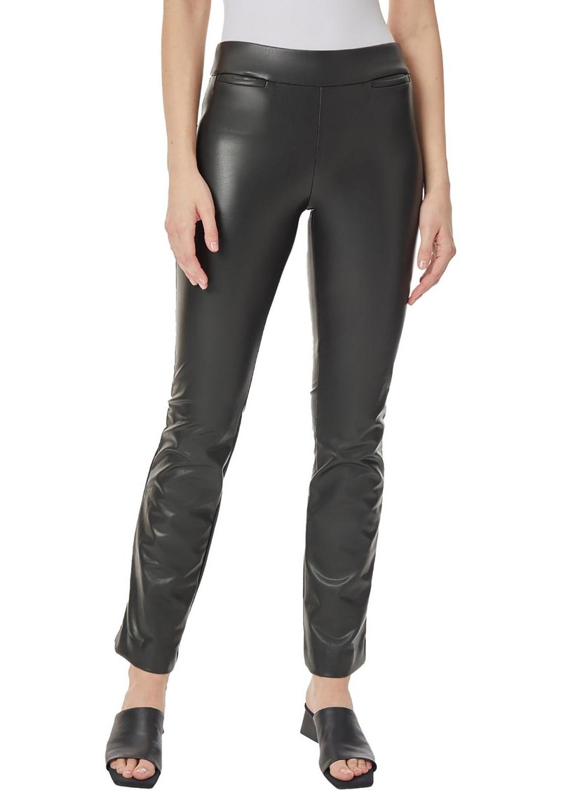 Jones New York Womens Faux Leather Pull On Bootcut Pants