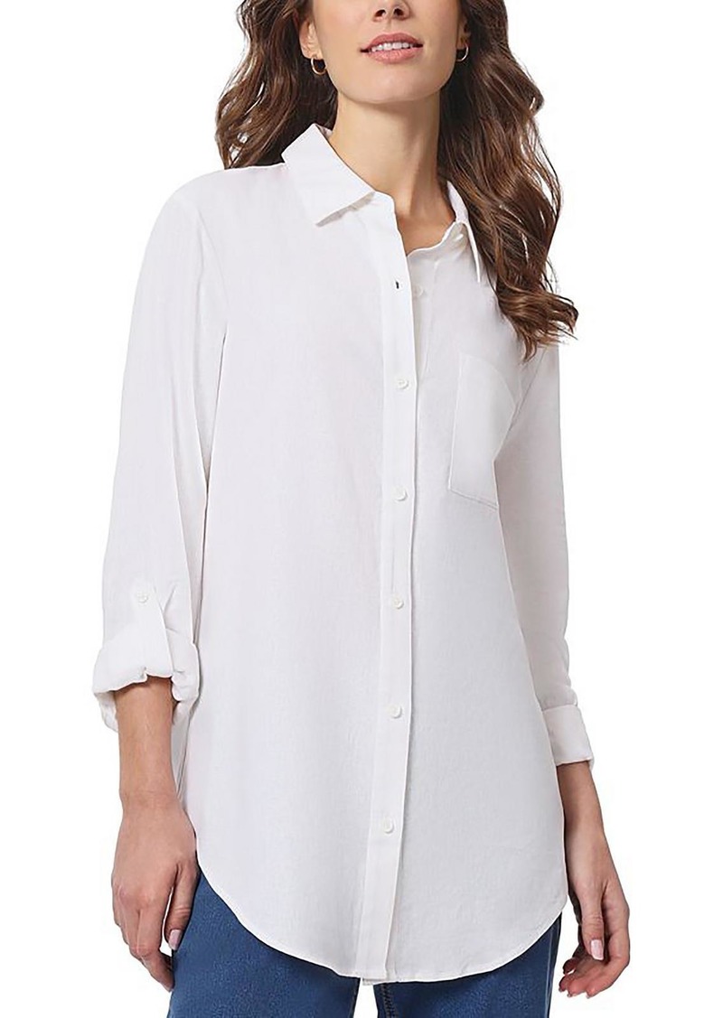 Jones New York Womens Linen Work Wear Button-Down Top