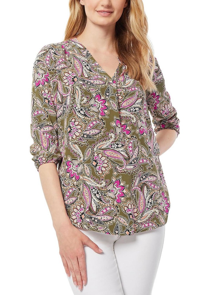 Jones New York Womens Paisley V-Neck Blouse