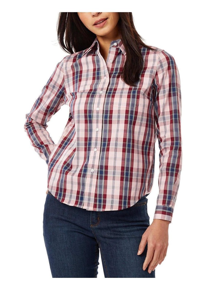 Jones New York Womens Plaid Wear To Work Button-Down Top