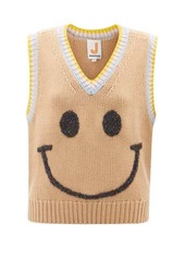 Joostricot - Smiley-stitched Sweater Vest - Womens - Camel