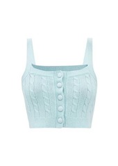 Joostricot - Wool-blend Cable-knit Cropped Top - Womens - Light Blue