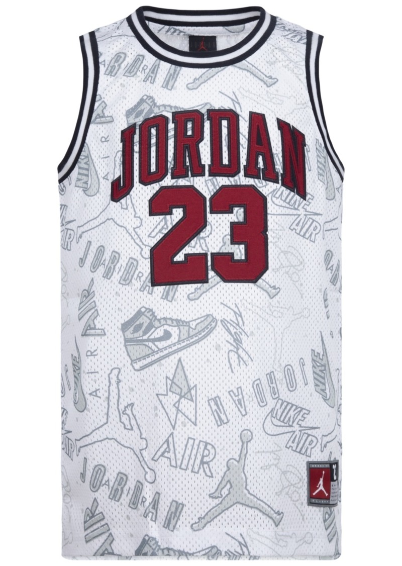 Jordan Big Boys 23 All-Over Print Short Sleeve Jersey - White (Gym Red)