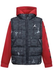 Jordan Big Boys Layered-Look Hooded Jacket - U90midnigh