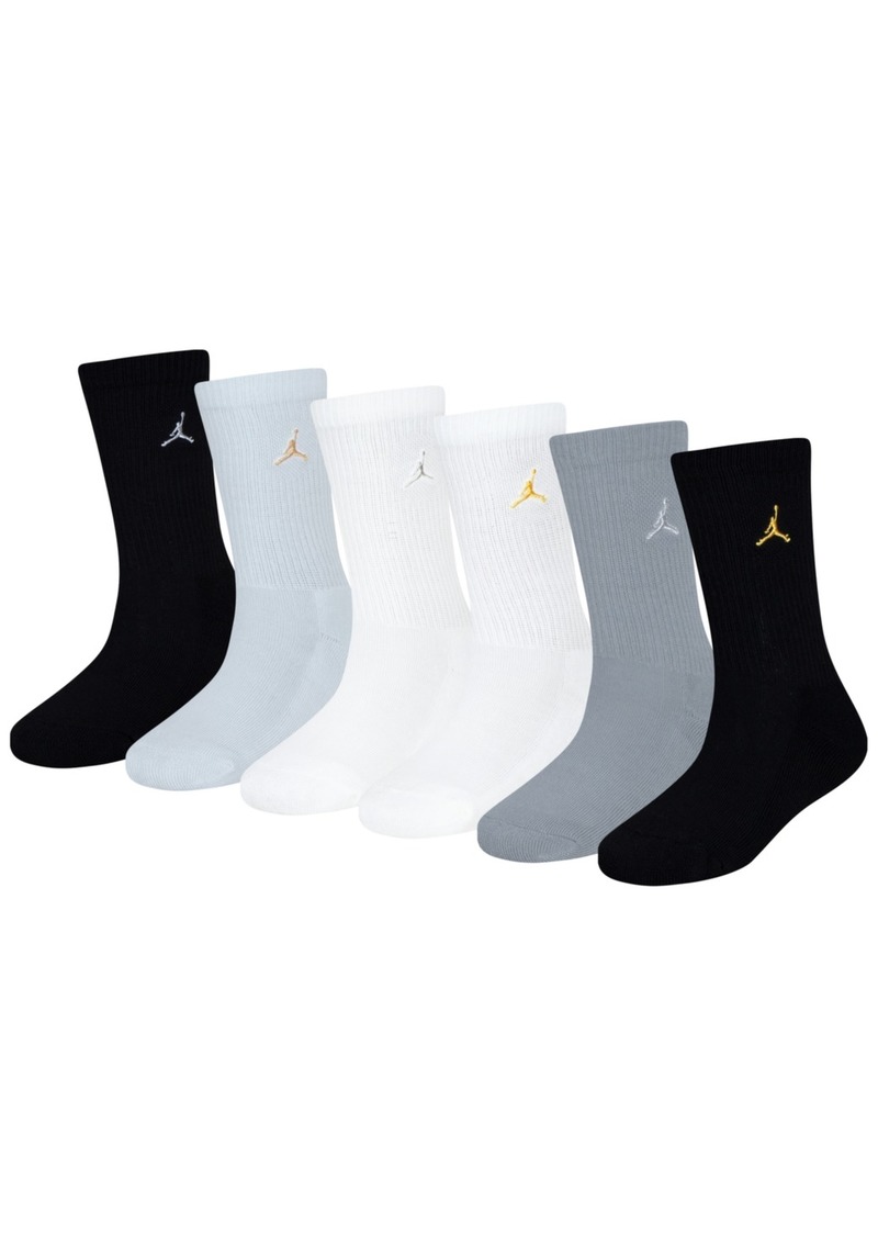 Jordan Big Kids' Everyday Essentials Crew Socks, 6-Pack - Black/Sail