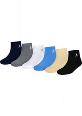 Jordan Youth Everyday Essential 6 Pack Ankle Socks, Size 7-9, Blue