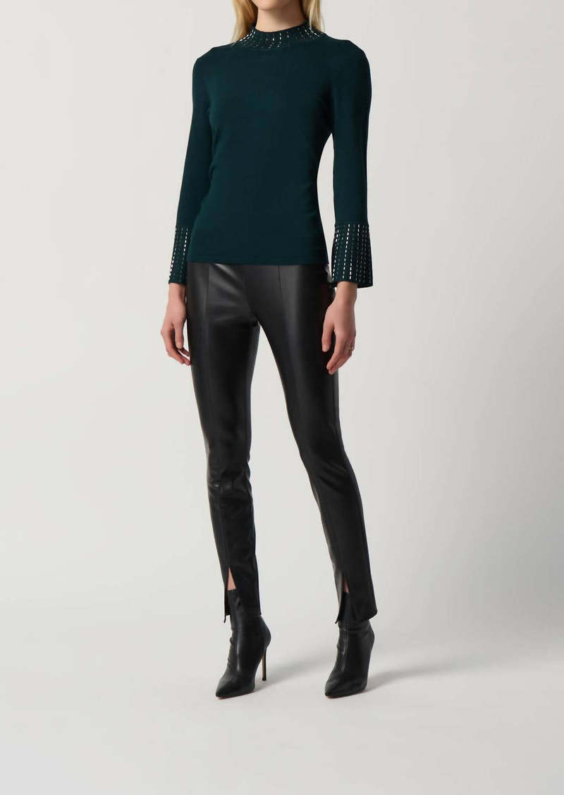 Joseph Beaded Mock Neck Sweater In Alpine Green