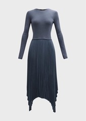 Joseph Deron Pleated Asymmetric Wool Dress