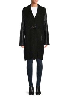 Joseph Faux Leather Sleeve Longline Coat