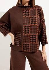 Joseph Houndstooth & Patchwork Sweater In Black/toffee