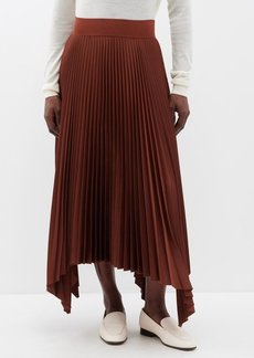 Joseph - Ade Asymmetric Pleated Satin Midi Skirt - Womens - Brown