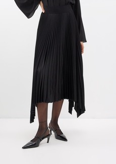 Joseph - Ade Asymmetric Plissé-satin Skirt - Womens - Black - 32 FR