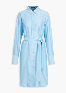 Joseph - Daxtona belted cotton and silk-blend midi shirt dress - Blue - FR 38
