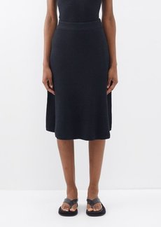Joseph - Elasticated-waist Ribbed Linen-blend Skirt - Womens - Black