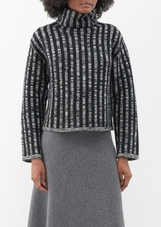 Joseph - High Neck Merino-blend Sweater - Womens - Black Grey