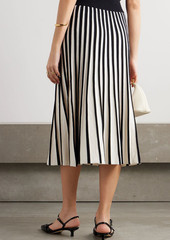 Joseph - Pleated striped knitted midi skirt - White - XS