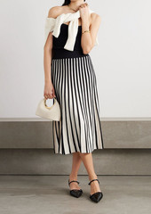 Joseph - Pleated striped knitted midi skirt - White - XS