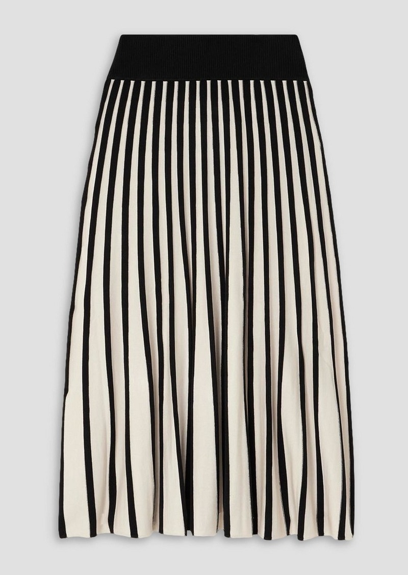 Joseph - Pleated striped knitted midi skirt - White - XS