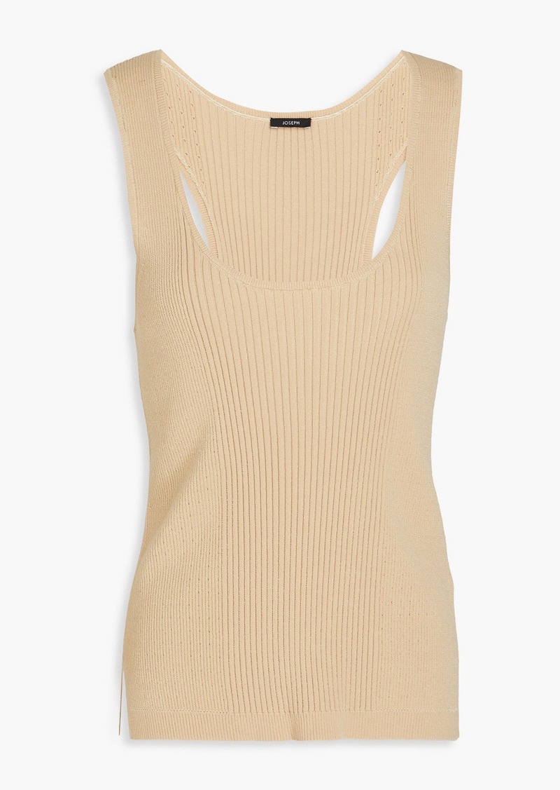 Joseph - Pointelle-trimmed ribbed-knit tank - Neutral - XS