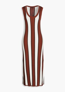 Joseph - Satiny striped ribbed-knit midi dress - Brown - M