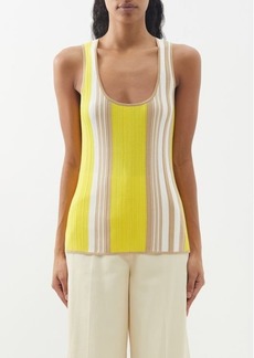 Joseph - Scoop-neck Striped Ribbed-knit Tank Top - Womens - Yellow Beige