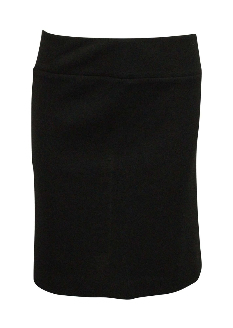 Joseph Midi Skirt with Gold Trim in Black Wool