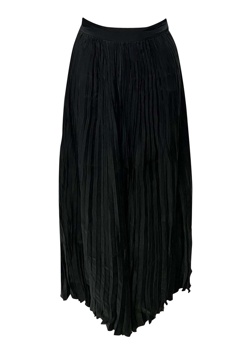 Joseph Pleated Midi Skirt in Black Cupro