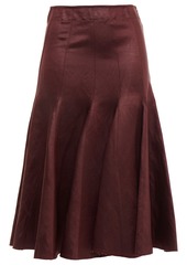 Joseph Woman Fluted Linen-blend Shantung Skirt Merlot