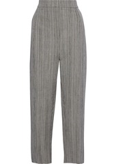 Joseph Woman Haim Prince Of Wales Checked Cotton And Linen-blend Wide-leg Pants Gray