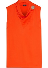 Joseph Woman Button-embellished Draped Satin-crepe Top Bright Orange