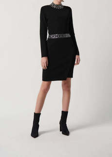 Joseph Long Sleeve Sweater Dress With Rhinestones In Black