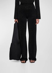 Joseph Metallic Mid-Rise Straight-Leg Lurex-Wool Pants