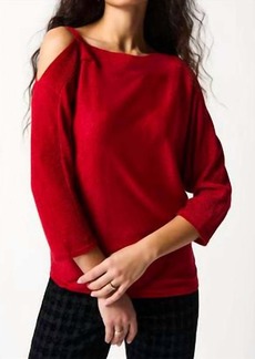 Joseph Sparkle Knit Cold-Shoulder Sweater Top In Red