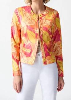Joseph Studded Faux Leather Crew Neck Jacket In Pink Multi