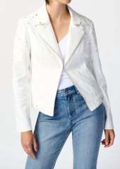 Joseph Studded Foiled Suede Jacket In Vanilla