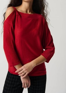 Joseph Sweater Knit One-Shoulder Top In Lipstick Red