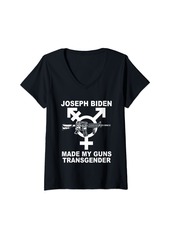 Womens Joseph Biden Made My Guns Transgender V-Neck T-Shirt