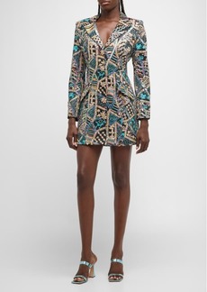 Jovani Bracelet-Sleeve Sequin Mini Jacket Dress