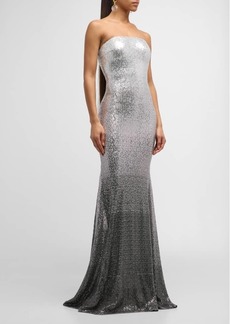 Jovani Strapless Ombre Sequin Trumpet Gown