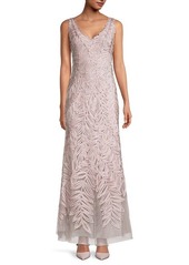JS Collections Embroidered V-Neck Gown