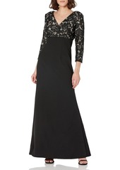 JS Collections JS Collection Women's 3/4 Sleeve Lace Gown
