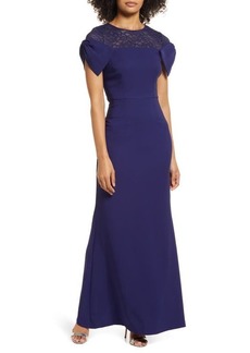 JS Collections Annalise Bow Mermaid Gown in Oxford Blue at Nordstrom