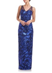 JS Collections Baylor Embroidered Sequin Sleeveless Gown