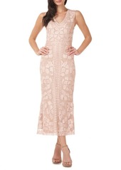 JS Collections Beaded V-Neck Midi Dress in Blush at Nordstrom