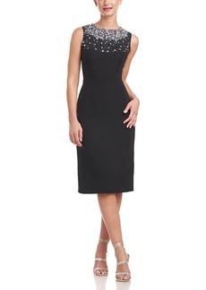 JS Collections Corinne Beaded Sleeveless Cocktail Sheath Dress