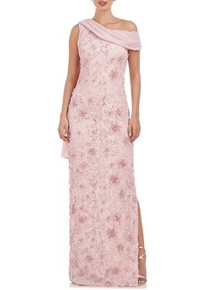 JS Collections Elodie Floral One-Shoulder Cotton Blend Gown