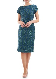 JS Collections Fiona Embroidered Floral Sheath Dress